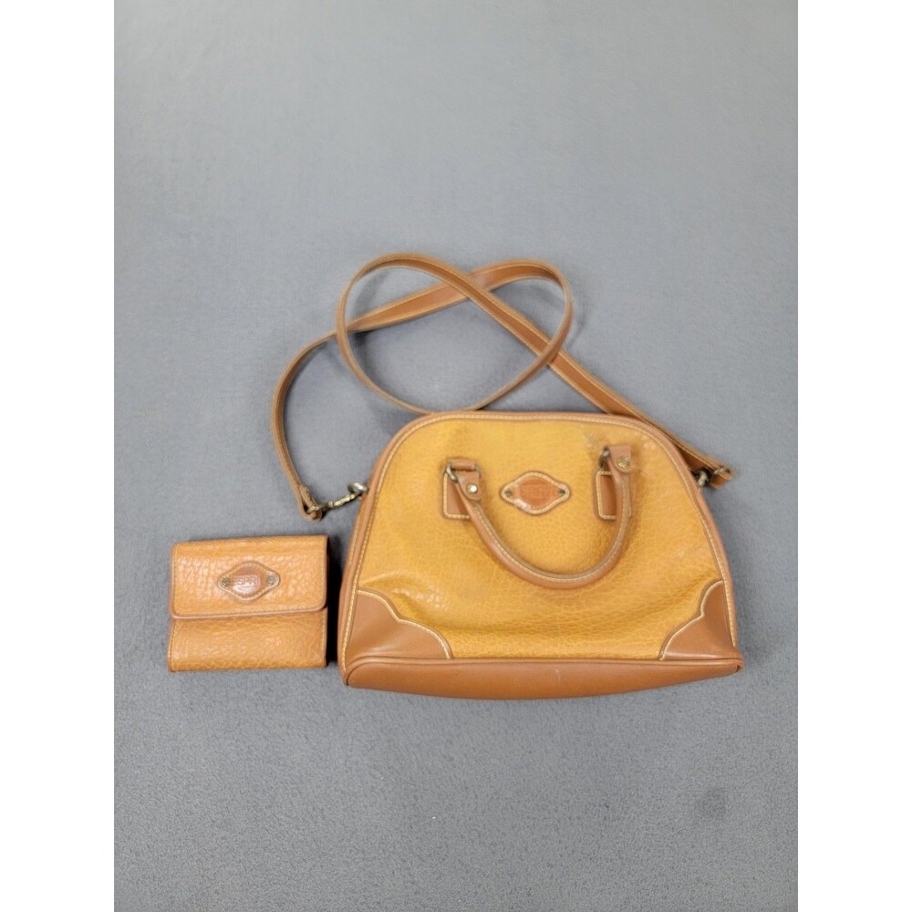 Esprit  Pebbled Leather Handbag Crossbody Satchel + Wallet Womens Brown‎ Tan